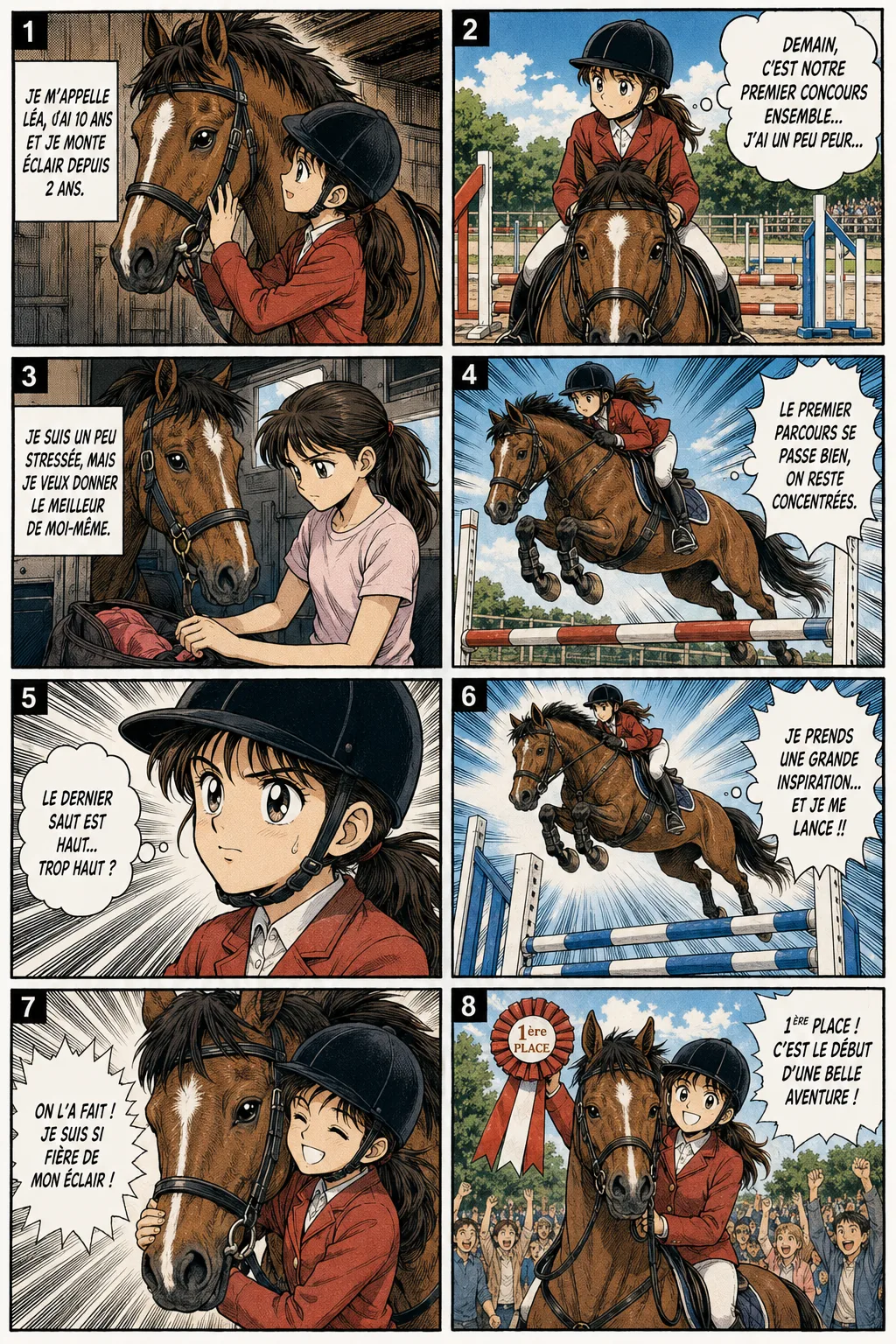 BD 8 cases — Équitation Léa et son cheval Éclair